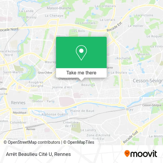 Arrêt Beaulieu Cité U map