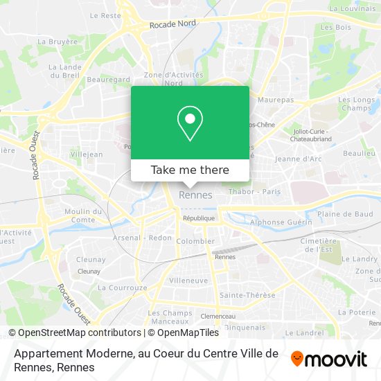 Mapa Appartement Moderne, au Coeur du Centre Ville de Rennes