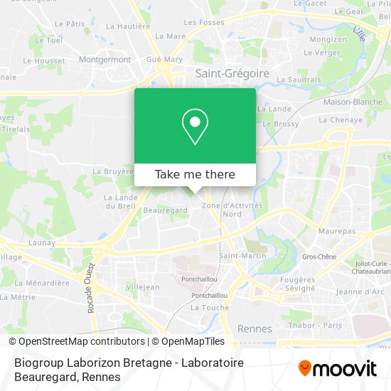 Mapa Biogroup Laborizon Bretagne - Laboratoire Beauregard