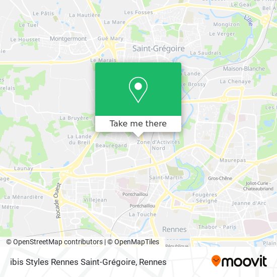 Mapa ibis Styles Rennes Saint-Grégoire