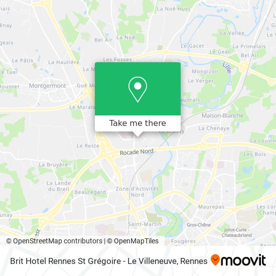 Brit Hotel Rennes St Grégoire - Le Villeneuve map