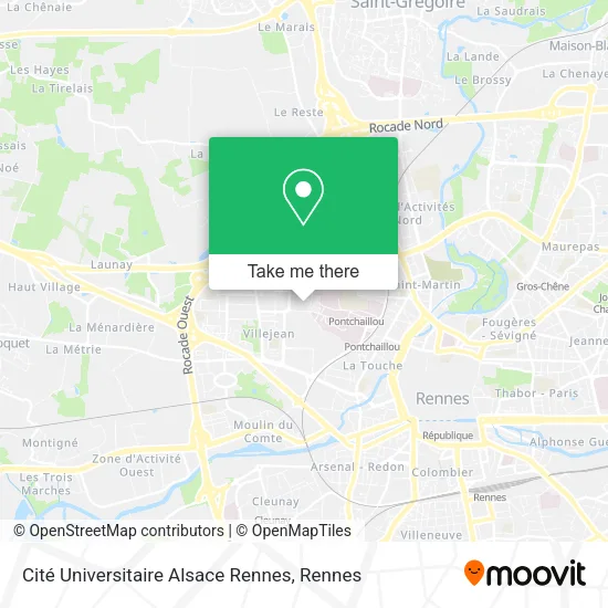 Cité Universitaire Alsace Rennes map