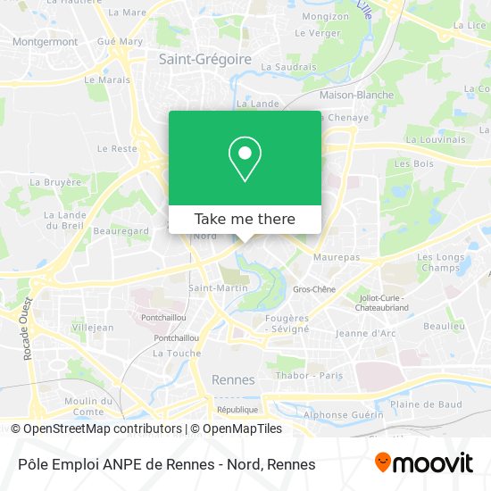 Mapa Pôle Emploi ANPE de Rennes - Nord