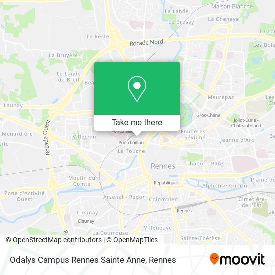 Odalys Campus Rennes Sainte Anne map