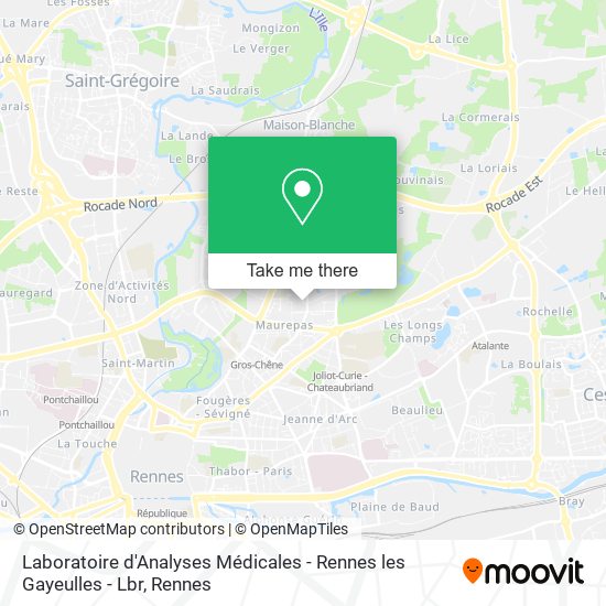 Laboratoire d'Analyses Médicales - Rennes les Gayeulles - Lbr map