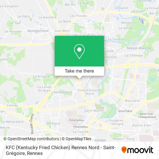 Mapa KFC (Kentucky Fried Chicken) Rennes Nord - Saint-Grégoire