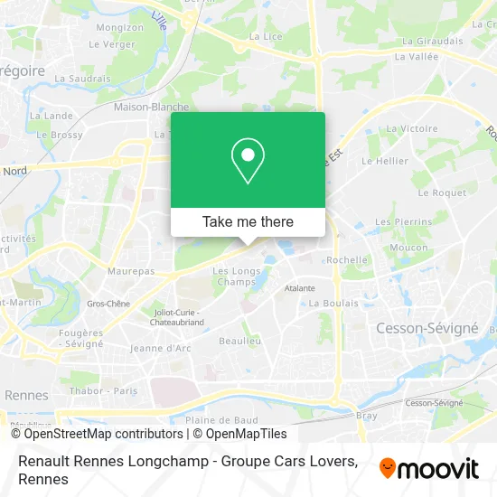Renault Rennes Longchamp  - Groupe Cars Lovers map