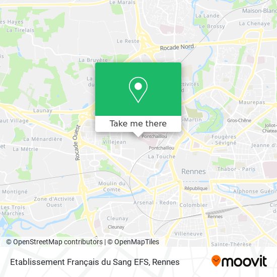 Etablissement Français du Sang EFS map