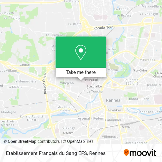 Etablissement Français du Sang EFS map