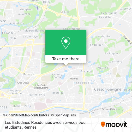 Mapa Les Estudines Residences avec services pour étudiants