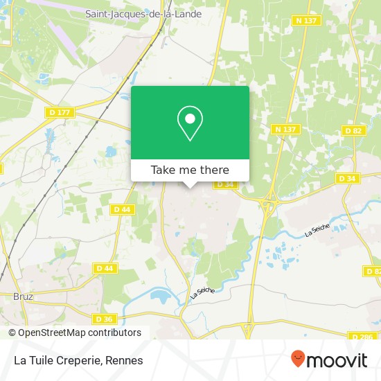 Mapa La Tuile Creperie, Rond-Point du Centre 35131 Chartres-de-Bretagne