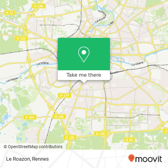 Mapa Le Roazon, 160 Rue de Nantes 35000 Rennes