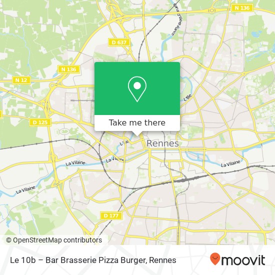 Mapa Le 10b – Bar Brasserie Pizza Burger, Rue du Bourg l'Évesque 35000 Rennes