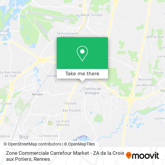 Mapa Zone Commerciale Carrefour Market - ZA de la Croix aux Potiers