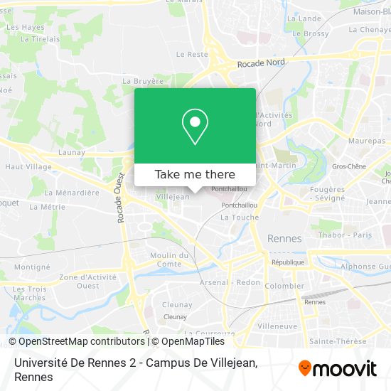 Mapa Université De Rennes 2 - Campus De Villejean