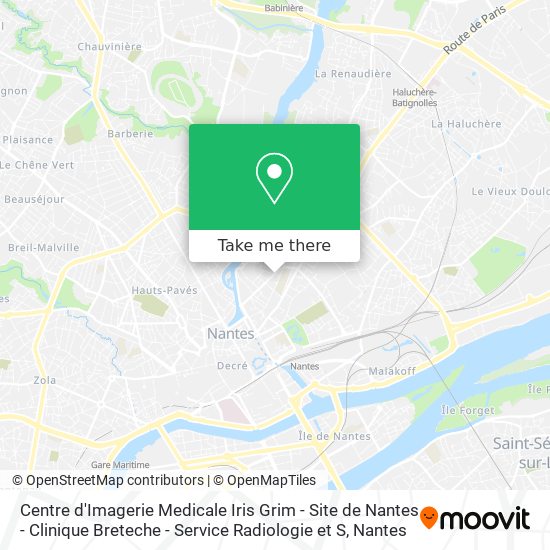 Mapa Centre d'Imagerie Medicale Iris Grim - Site de Nantes - Clinique Breteche - Service Radiologie et S