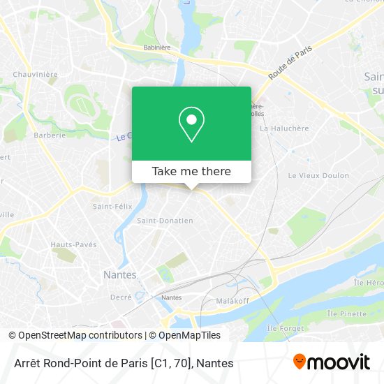 Mapa Arrêt Rond-Point de Paris [C1, 70]