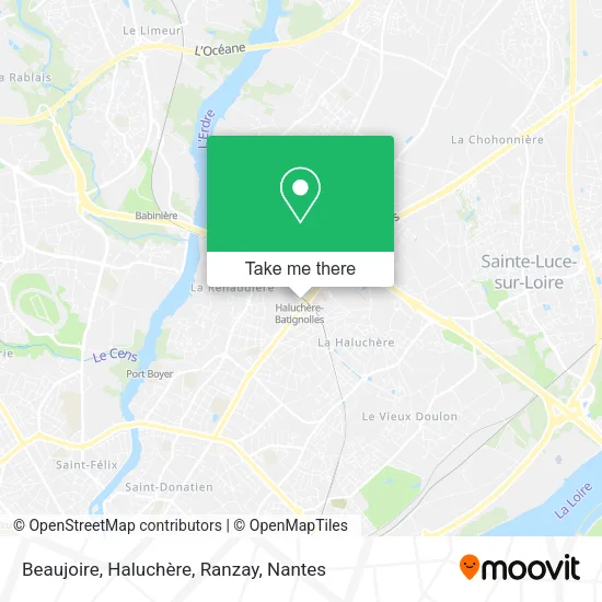 Mapa Beaujoire, Haluchère, Ranzay