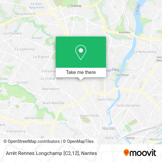 Mapa Arrêt Rennes Longchamp [C2,12]