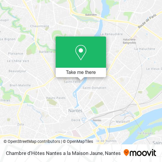 Mapa Chambre d'Hôtes Nantes a la Maison Jaune