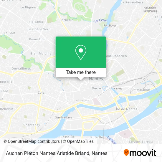 Mapa Auchan Piéton Nantes Aristide Briand