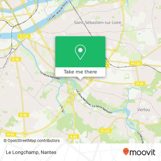 Mapa Le Longchamp, 89 Route de Nantes 44120 Vertou