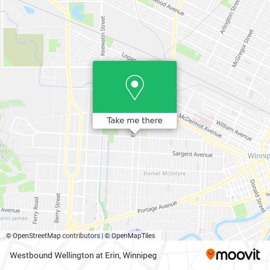 Westbound Wellington at Erin map