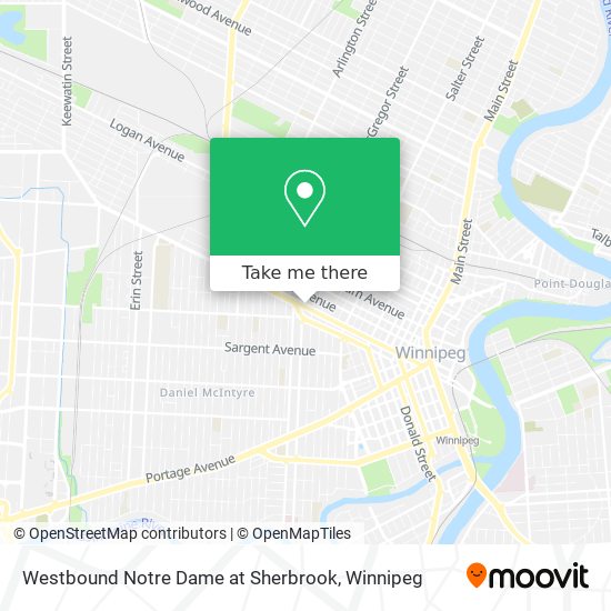 Westbound Notre Dame at Sherbrook map