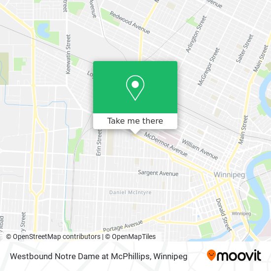 Westbound Notre Dame at McPhillips map