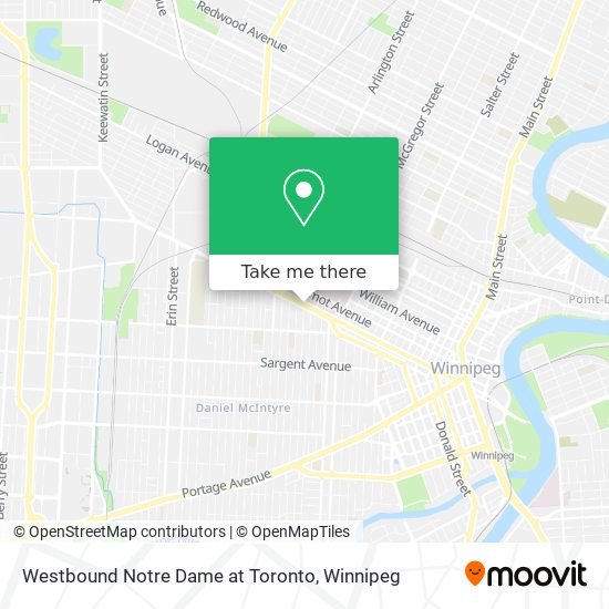 Westbound Notre Dame at Toronto map