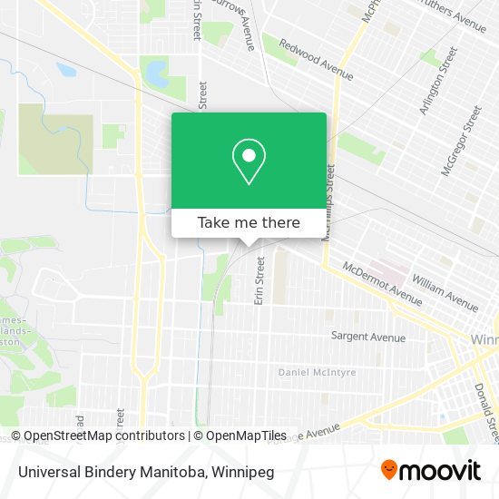 Universal Bindery Manitoba map