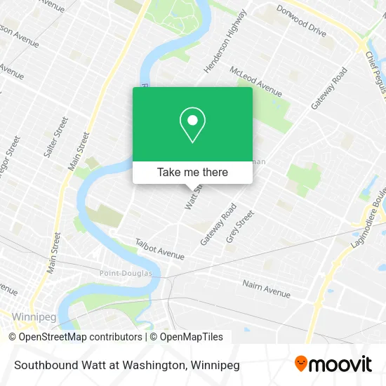 Southbound Watt at Washington map