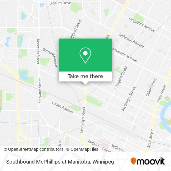 Southbound McPhillips at Manitoba map