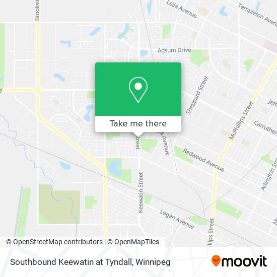 Southbound Keewatin at Tyndall map