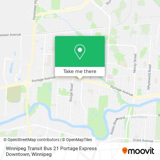 Winnipeg Transit Bus 21 Portage Express Downtown plan