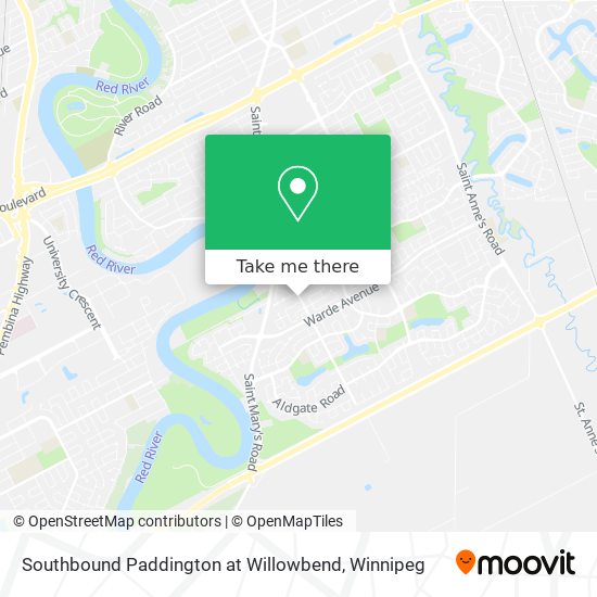 Southbound Paddington at Willowbend map