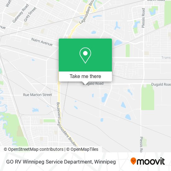 GO RV Winnipeg Service Department map