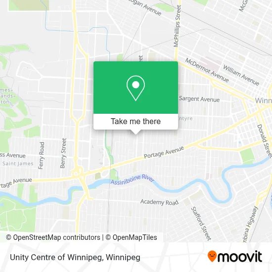 Unity Centre of Winnipeg map