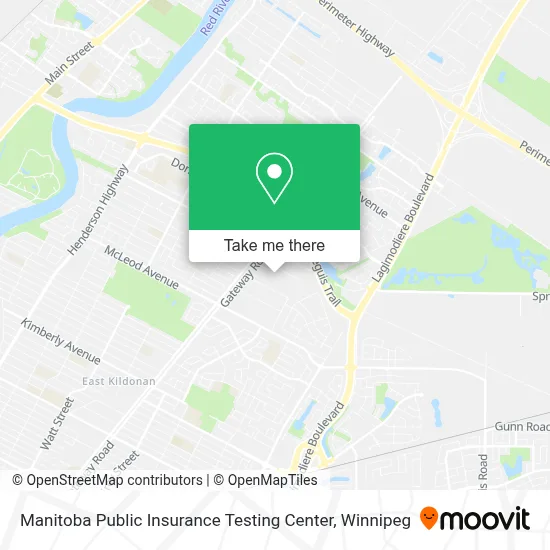 Manitoba Public Insurance Testing Center map