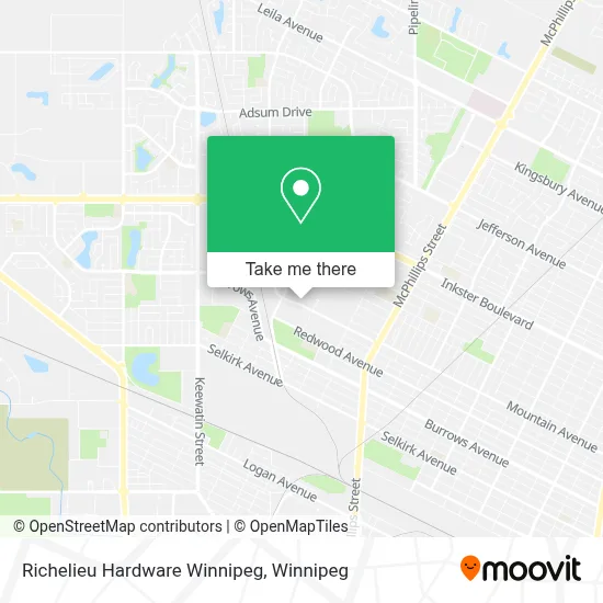 Richelieu Hardware Winnipeg map