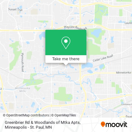 Mapa de Greenbrier Rd & Woodlands of Mtka Apts