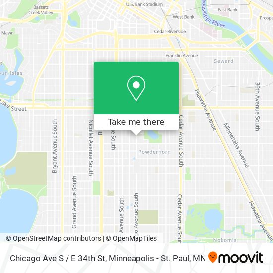 Chicago Ave S / E 34th St map