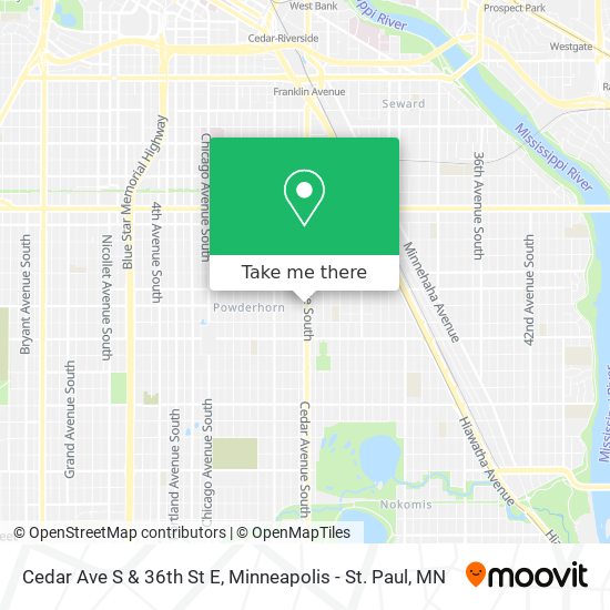 Cedar Ave S & 36th St E map