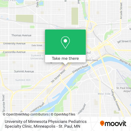 University of Minnesota Physicians Pediatrics Specialty Clinic map