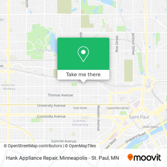 Hank Appliance Repair map