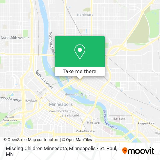 Mapa de Missing Children Minnesota