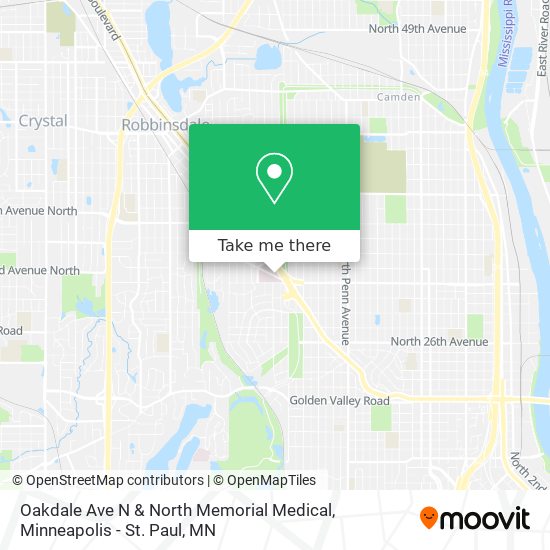Oakdale Ave N & North Memorial Medical map