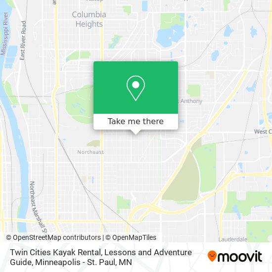 Mapa de Twin Cities Kayak Rental, Lessons and Adventure Guide