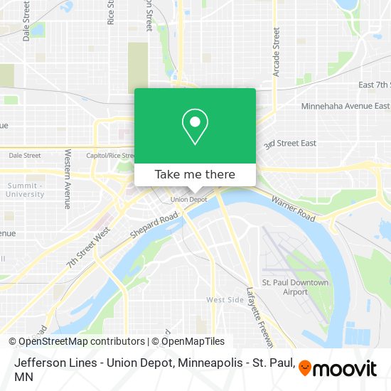 Mapa de Jefferson Lines - Union Depot