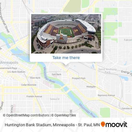Mapa de Huntington Bank Stadium